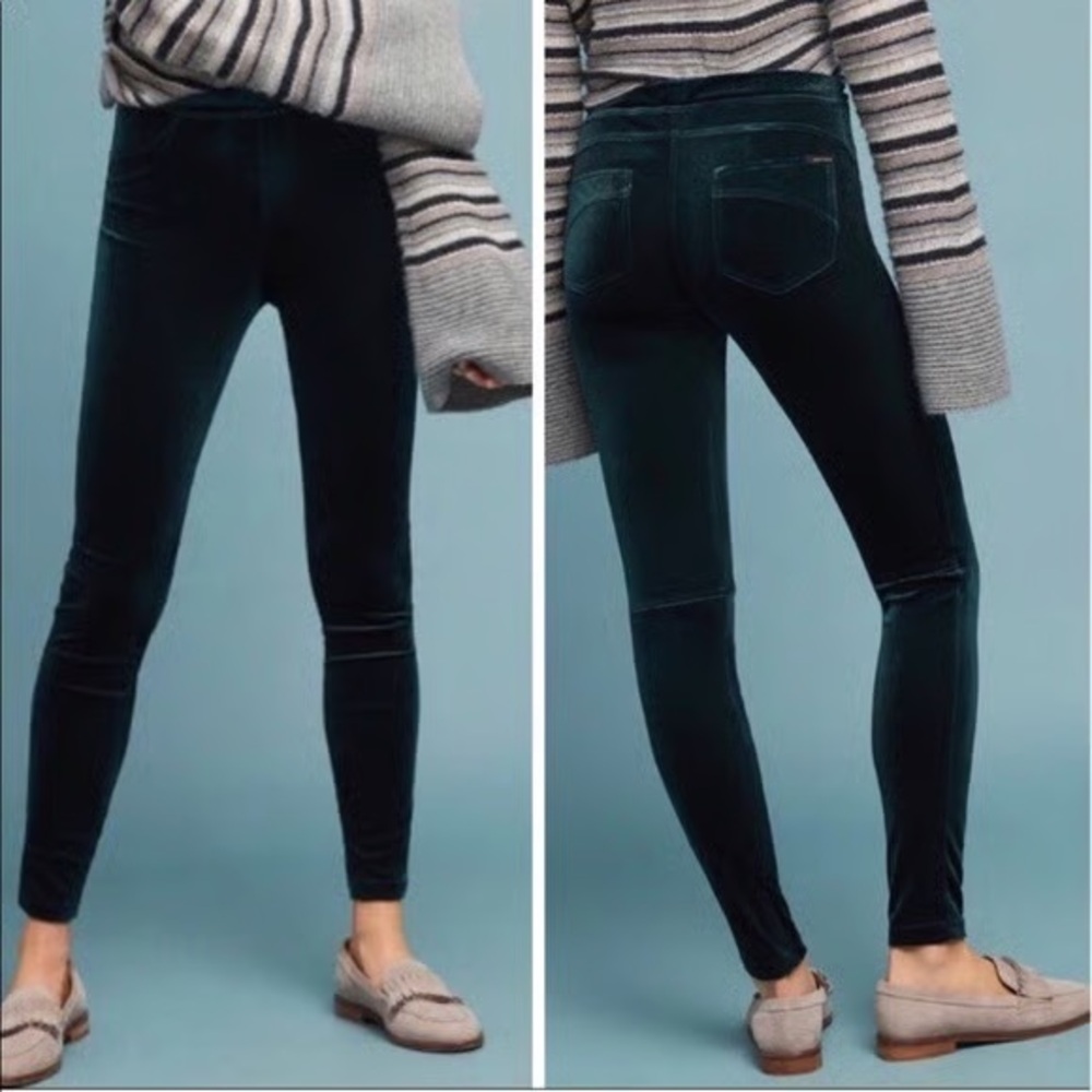 Sanctuary x Anthropologie Green Velvet Skinny Legging Pants Women’s Large